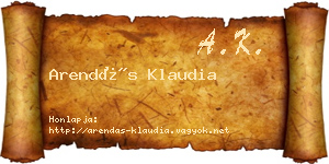 Arendás Klaudia névjegykártya